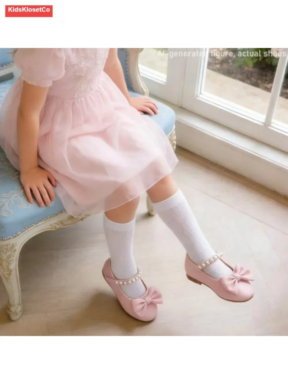 Toddler Girls Ballerina Flat Mary Jane Dress Shoes with Hook & Loop Closure